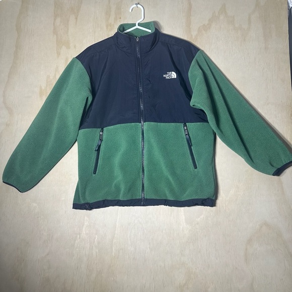 The North Face Green Black Fleece Zip Up Polartec Denali Jacket Youth XL 14/16 - Picture 1 of 10